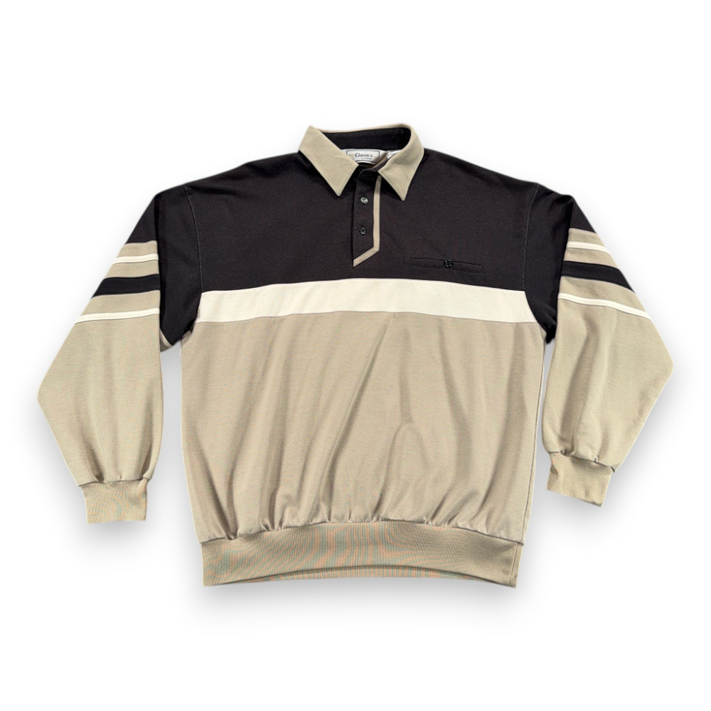Vintage Classics Palmland Sweater Adult LARGE Brown Colorblock Sweatshirt 90s